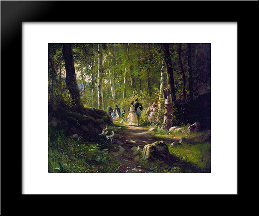 A Walk In The Forest 20x24 Black Modern Wood Framed Art Print Poster by Shishkin, Ivan