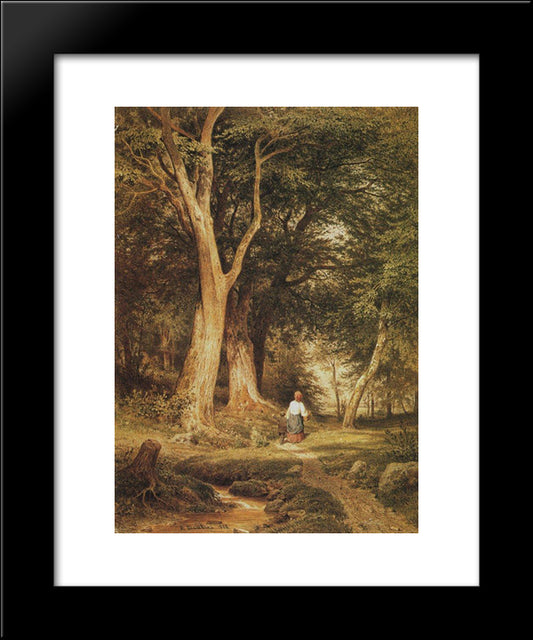 A Woman With A Boy In The Forest 20x24 Black Modern Wood Framed Art Print Poster by Shishkin, Ivan