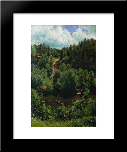 After The Rain. Etude Of The Forest 20x24 Black Modern Wood Framed Art Print Poster by Shishkin, Ivan