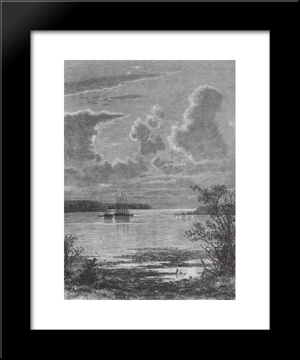 At Small Nevka 20x24 Black Modern Wood Framed Art Print Poster by Shishkin, Ivan