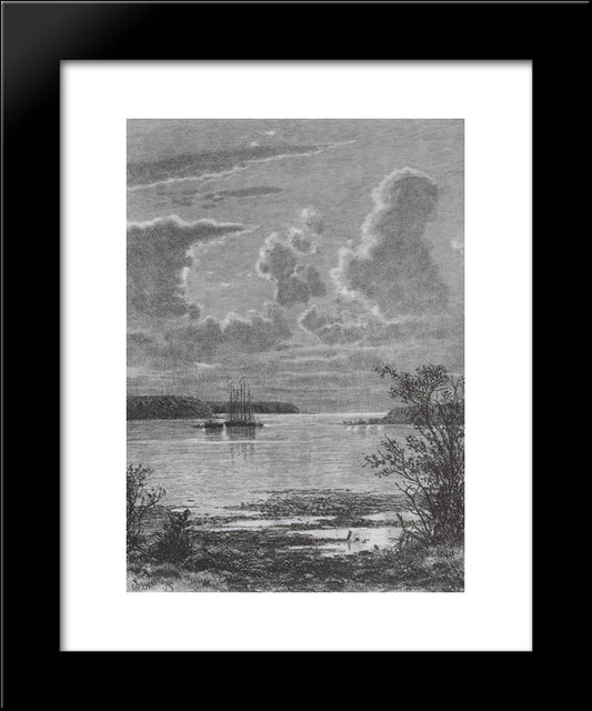 At Small Nevka 20x24 Black Modern Wood Framed Art Print Poster by Shishkin, Ivan