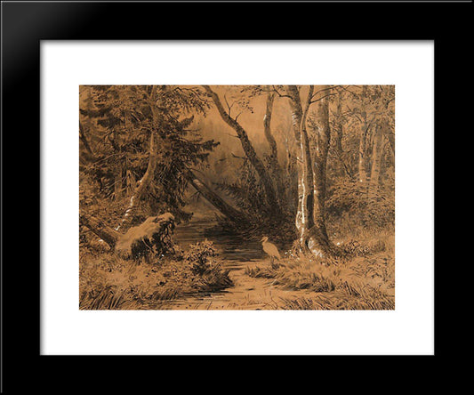 Backwoods 20x24 Black Modern Wood Framed Art Print Poster by Shishkin, Ivan