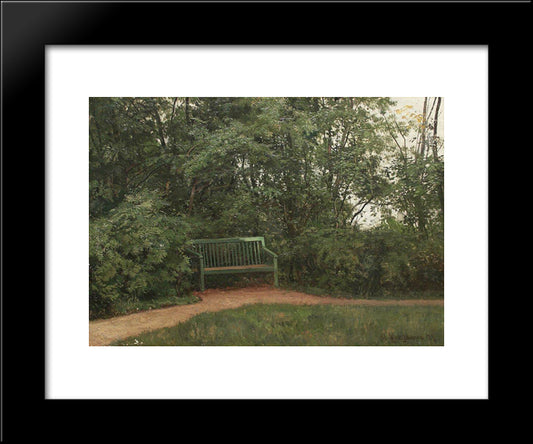 Bench At The Mall 20x24 Black Modern Wood Framed Art Print Poster by Shishkin, Ivan