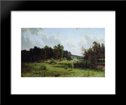 Coppice (Noon) 20x24 Black Modern Wood Framed Art Print Poster by Shishkin, Ivan