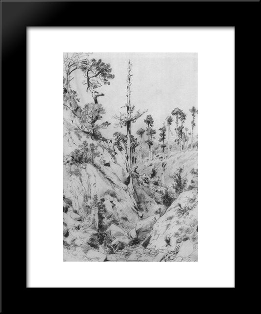 Crimean View. Near Yalta 20x24 Black Modern Wood Framed Art Print Poster by Shishkin, Ivan