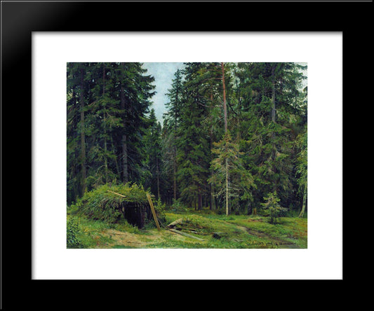 Forest Hut 20x24 Black Modern Wood Framed Art Print Poster by Shishkin, Ivan