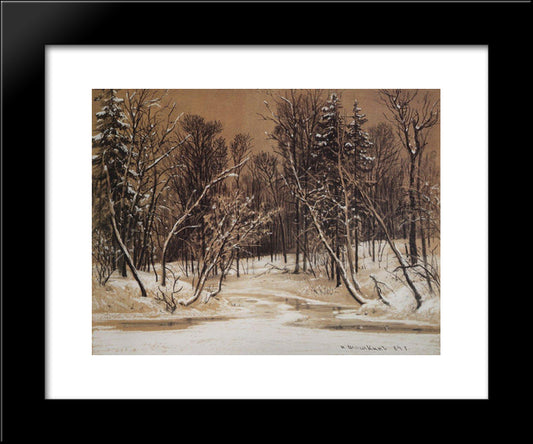 Forest In Winter 20x24 Black Modern Wood Framed Art Print Poster by Shishkin, Ivan