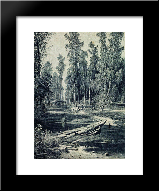 Forest River 20x24 Black Modern Wood Framed Art Print Poster by Shishkin, Ivan