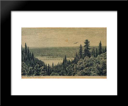 From The Banks Of The Kama River Near Yelabuga 20x24 Black Modern Wood Framed Art Print Poster by Shishkin, Ivan