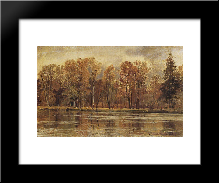 Golden Autumn 20x24 Black Modern Wood Framed Art Print Poster by Shishkin, Ivan