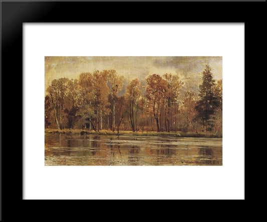 Golden Autumn 20x24 Black Modern Wood Framed Art Print Poster by Shishkin, Ivan