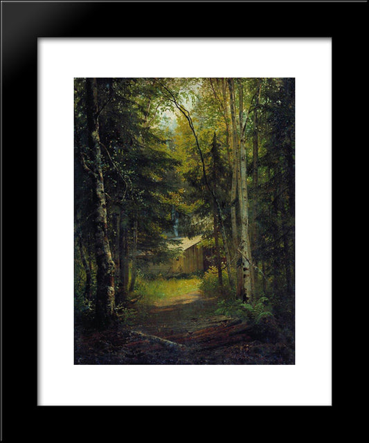 Hut In The The Forest 20x24 Black Modern Wood Framed Art Print Poster by Shishkin, Ivan