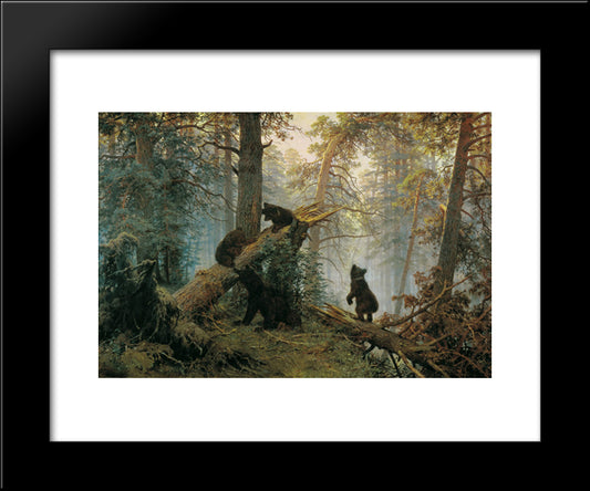 Morning In A Pine Forest 20x24 Black Modern Wood Framed Art Print Poster by Shishkin, Ivan