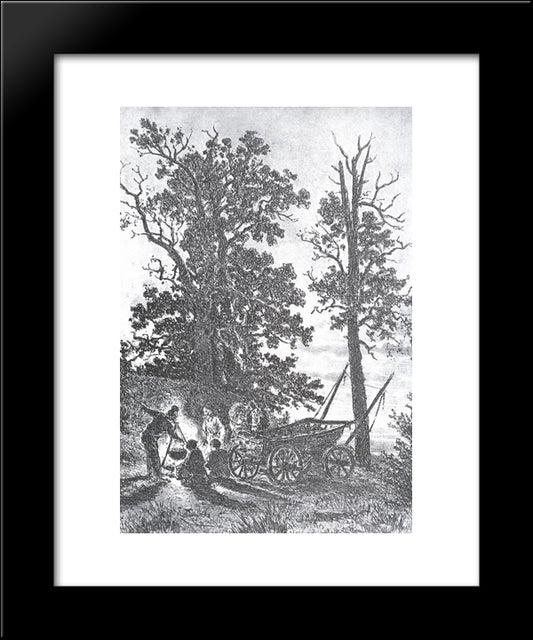 Night 20x24 Black Modern Wood Framed Art Print Poster by Shishkin, Ivan