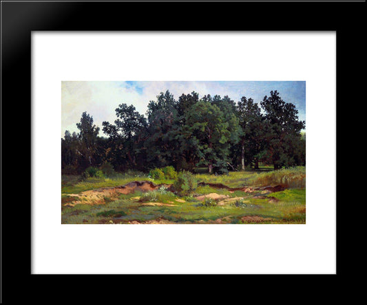 Oak Grove In A Gray Day 20x24 Black Modern Wood Framed Art Print Poster by Shishkin, Ivan