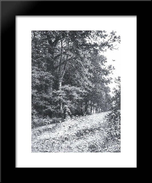 On The Forest Boundary Line 20x24 Black Modern Wood Framed Art Print Poster by Shishkin, Ivan