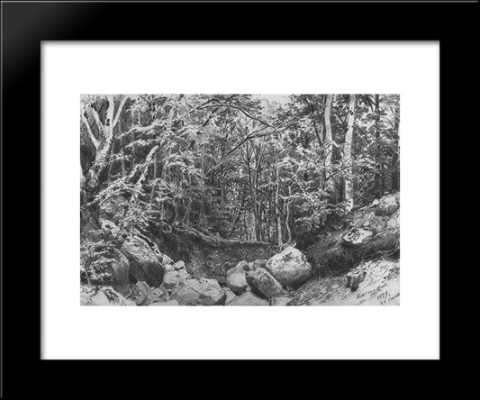 On The Mountain Castel Near Alushta 20x24 Black Modern Wood Framed Art Print Poster by Shishkin, Ivan