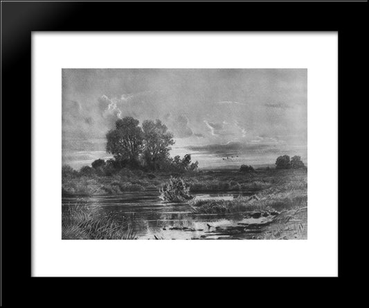 Overgrown Pond 20x24 Black Modern Wood Framed Art Print Poster by Shishkin, Ivan