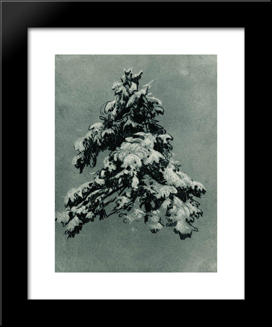 Pine In The Snow 20x24 Black Modern Wood Framed Art Print Poster by Shishkin, Ivan