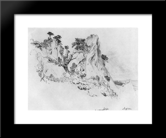 Pines On The Cliffs. Alupka 20x24 Black Modern Wood Framed Art Print Poster by Shishkin, Ivan