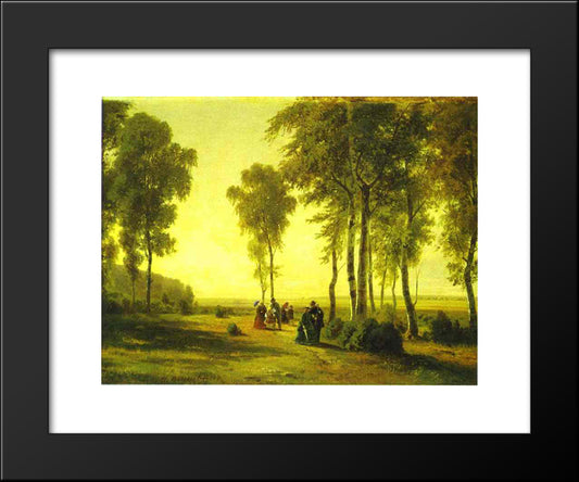 Promenading In The Forest 20x24 Black Modern Wood Framed Art Print Poster by Shishkin, Ivan