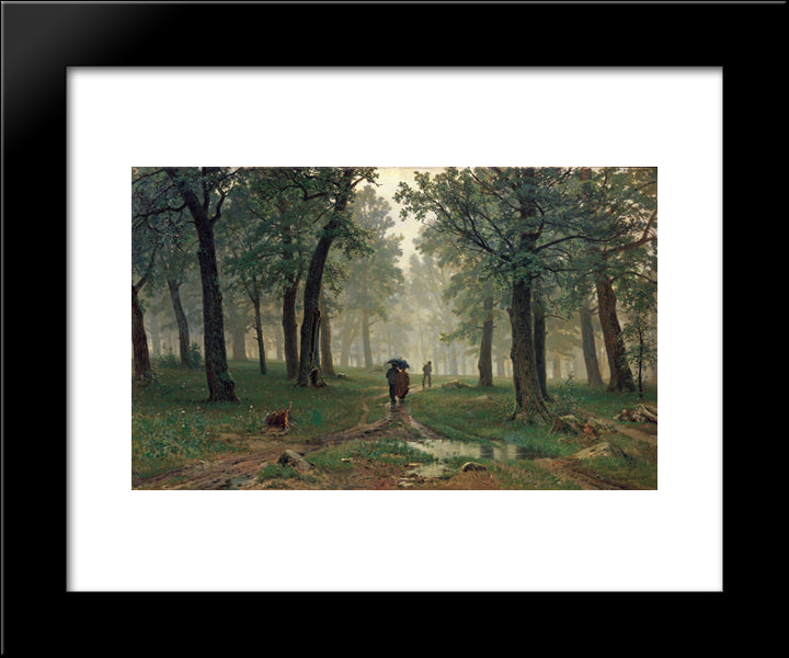 Rain In The Oak Forest 20x24 Black Modern Wood Framed Art Print Poster by Shishkin, Ivan