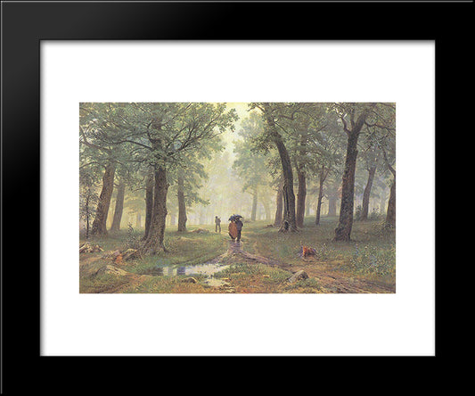 Rain In The Oak Grove 20x24 Black Modern Wood Framed Art Print Poster by Shishkin, Ivan