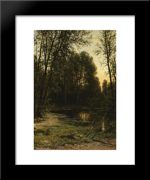 River Backwater In The Forest 20x24 Black Modern Wood Framed Art Print Poster by Shishkin, Ivan