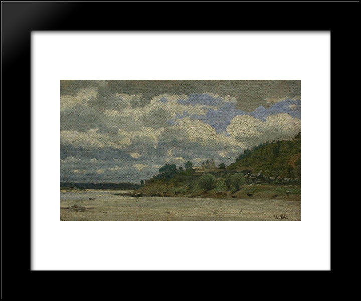 Riverside 20x24 Black Modern Wood Framed Art Print Poster by Shishkin, Ivan