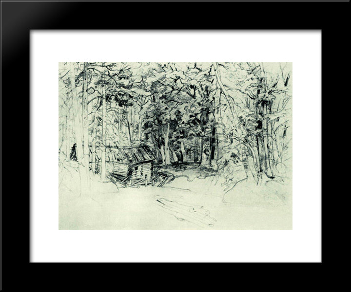 Sketch Of The Painting In 1898 20x24 Black Modern Wood Framed Art Print Poster by Shishkin, Ivan