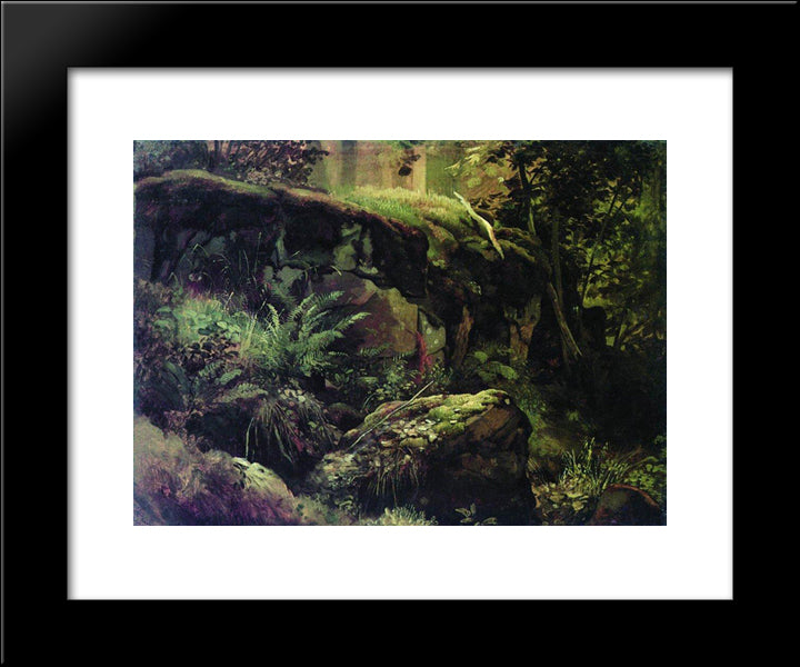 Stones In The Forest. Valaam 20x24 Black Modern Wood Framed Art Print Poster by Shishkin, Ivan