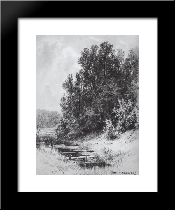 Stream 20x24 Black Modern Wood Framed Art Print Poster by Shishkin, Ivan