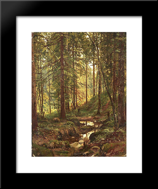 Stream By A Forest Slope 20x24 Black Modern Wood Framed Art Print Poster by Shishkin, Ivan