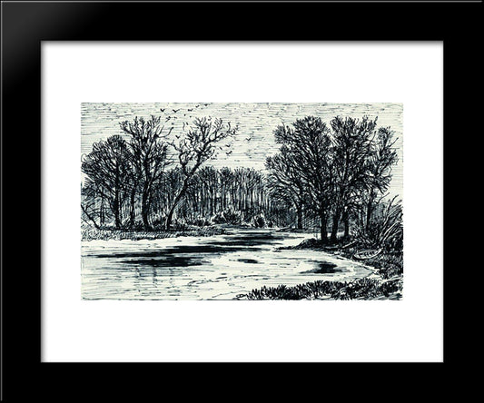 Swamp In The The Forest 20x24 Black Modern Wood Framed Art Print Poster by Shishkin, Ivan