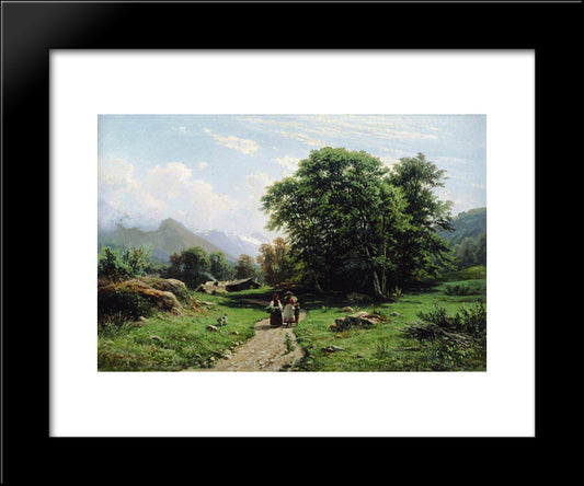 Swiss Landscape 20x24 Black Modern Wood Framed Art Print Poster by Shishkin, Ivan