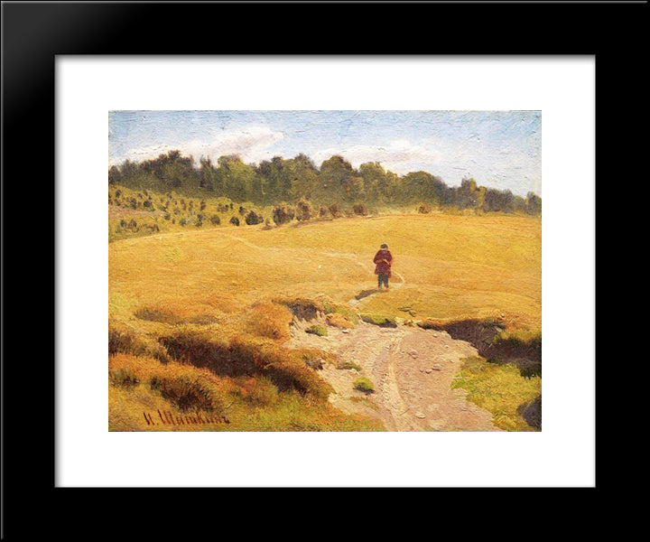 The Boy In The Field 20x24 Black Modern Wood Framed Art Print Poster by Shishkin, Ivan