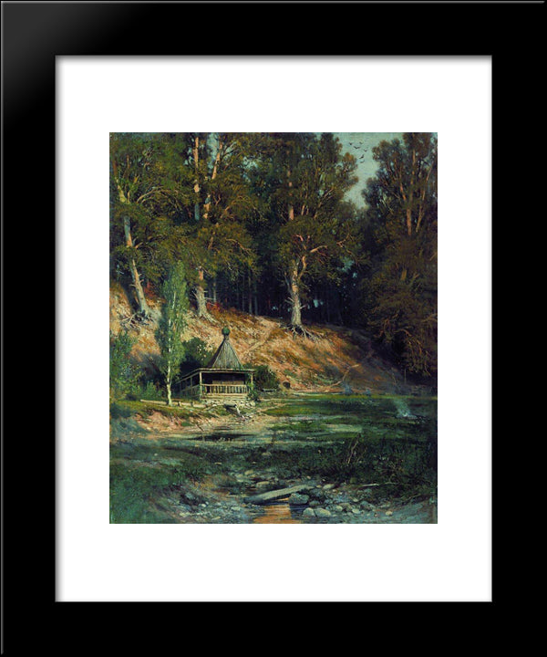 The Chapel In Forest 20x24 Black Modern Wood Framed Art Print Poster by Shishkin, Ivan