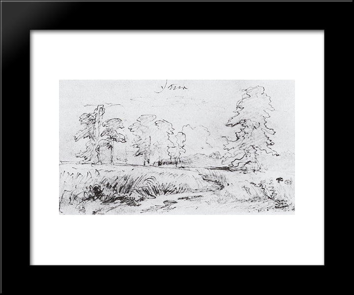 The Sketch For The Painting Rye 20x24 Black Modern Wood Framed Art Print Poster by Shishkin, Ivan