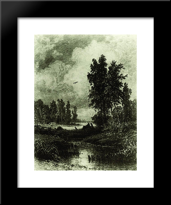 The Stream 20x24 Black Modern Wood Framed Art Print Poster by Shishkin, Ivan