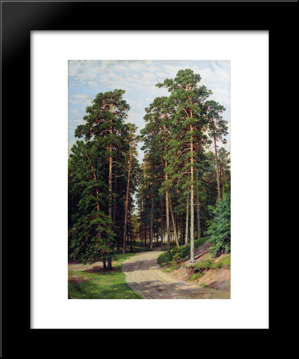 The Sun In The Forest 20x24 Black Modern Wood Framed Art Print Poster by Shishkin, Ivan