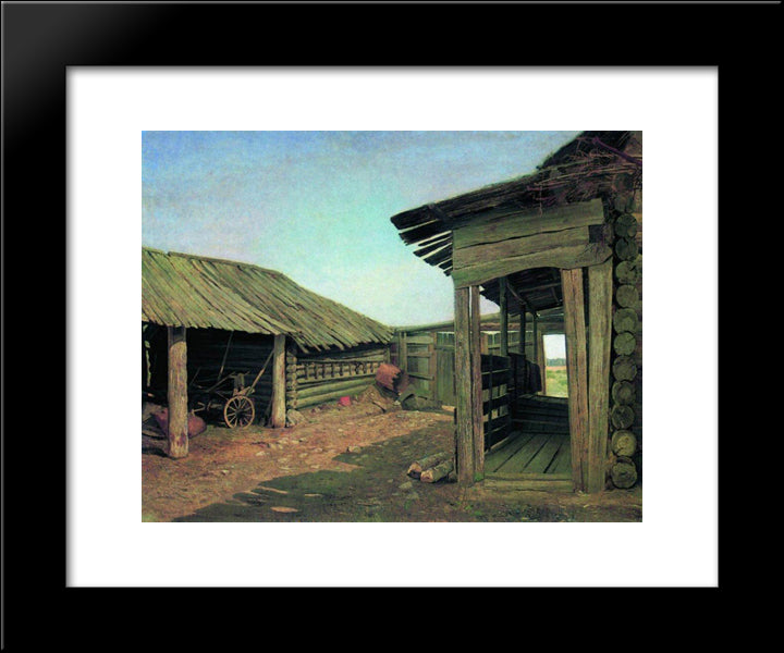 Village Courtyard. End Of 1860 20x24 Black Modern Wood Framed Art Print Poster by Shishkin, Ivan