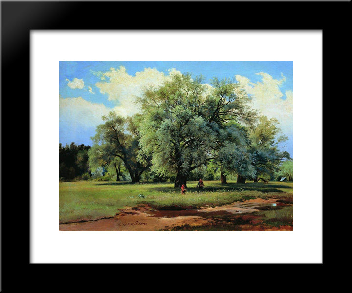 Willows Lit Up By The Sun 20x24 Black Modern Wood Framed Art Print Poster by Shishkin, Ivan