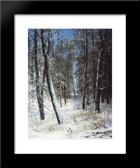 Winter In A Forest (Rime) 20x24 Black Modern Wood Framed Art Print Poster by Shishkin, Ivan