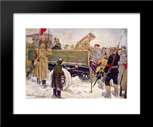 Arresting Generals During The Revolution In February 1917 20x24 Black Modern Wood Framed Art Print Poster by Vladimirov, Ivan