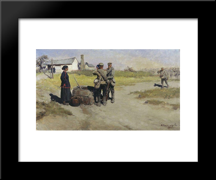 At The Well 20x24 Black Modern Wood Framed Art Print Poster by Vladimirov, Ivan