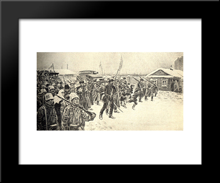 At The Workers' Outskirts In The Days Of Overthrowing The Autocracy 20x24 Black Modern Wood Framed Art Print Poster by Vladimirov, Ivan