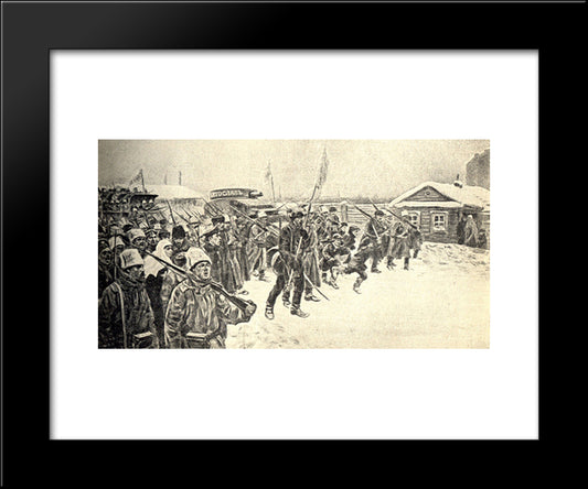 At The Workers' Outskirts In The Days Of Overthrowing The Autocracy 20x24 Black Modern Wood Framed Art Print Poster by Vladimirov, Ivan