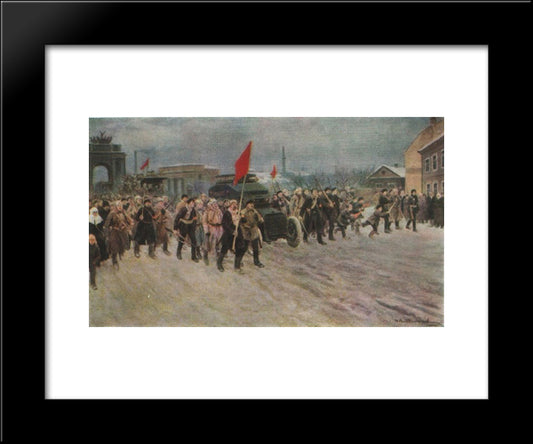 At The Workers' Outskirts Of The Days Of The Overthrow Of The Autocracy. February 1917 20x24 Black Modern Wood Framed Art Print Poster by Vladimirov, Ivan
