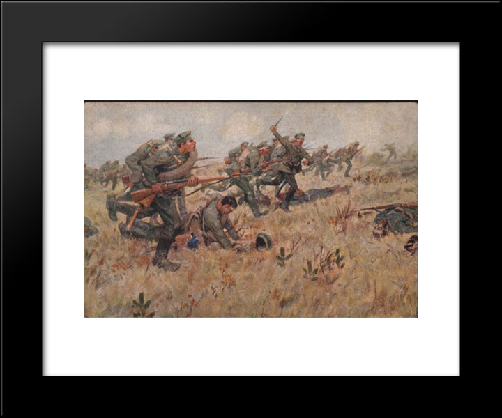 Counterattack 20x24 Black Modern Wood Framed Art Print Poster by Vladimirov, Ivan