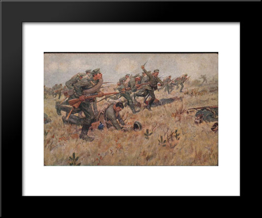 Counterattack 20x24 Black Modern Wood Framed Art Print Poster by Vladimirov, Ivan